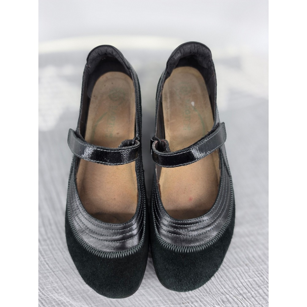 Naot Kirei Black Leather Suede Mary Jane Flats Comfort Shoes 40